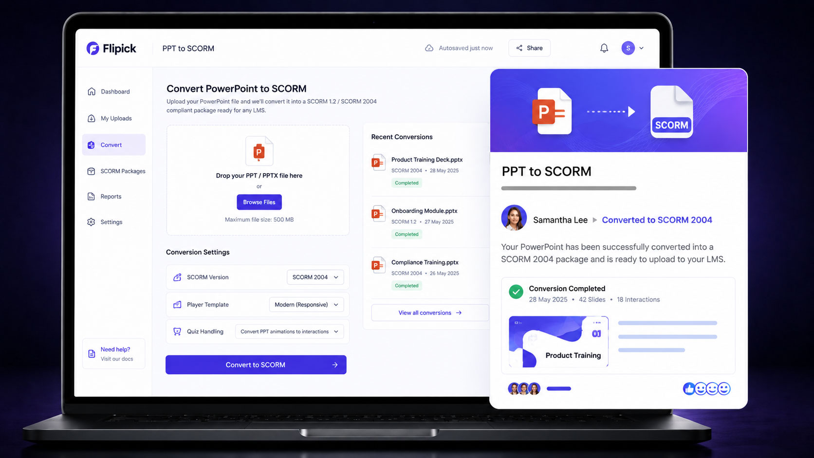 PowerPoint to SCORM &mdash; content conversion pipeline