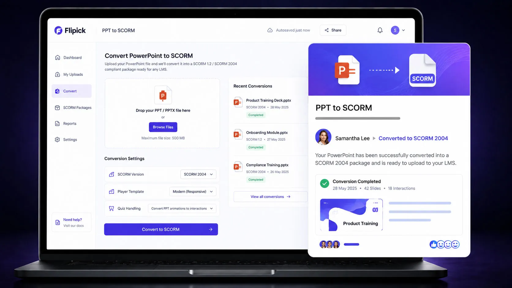 PowerPoint to SCORM &mdash; content conversion pipeline